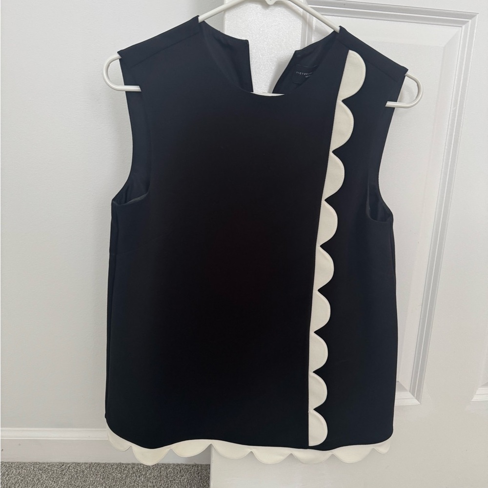 Victoria Beckham for Target Black and Cream Scalloped Blouse